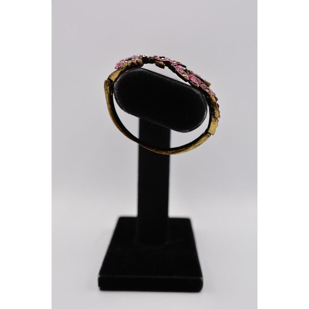 Statement Peacock Bangle Bracelet Rhinestone Crys… - image 4